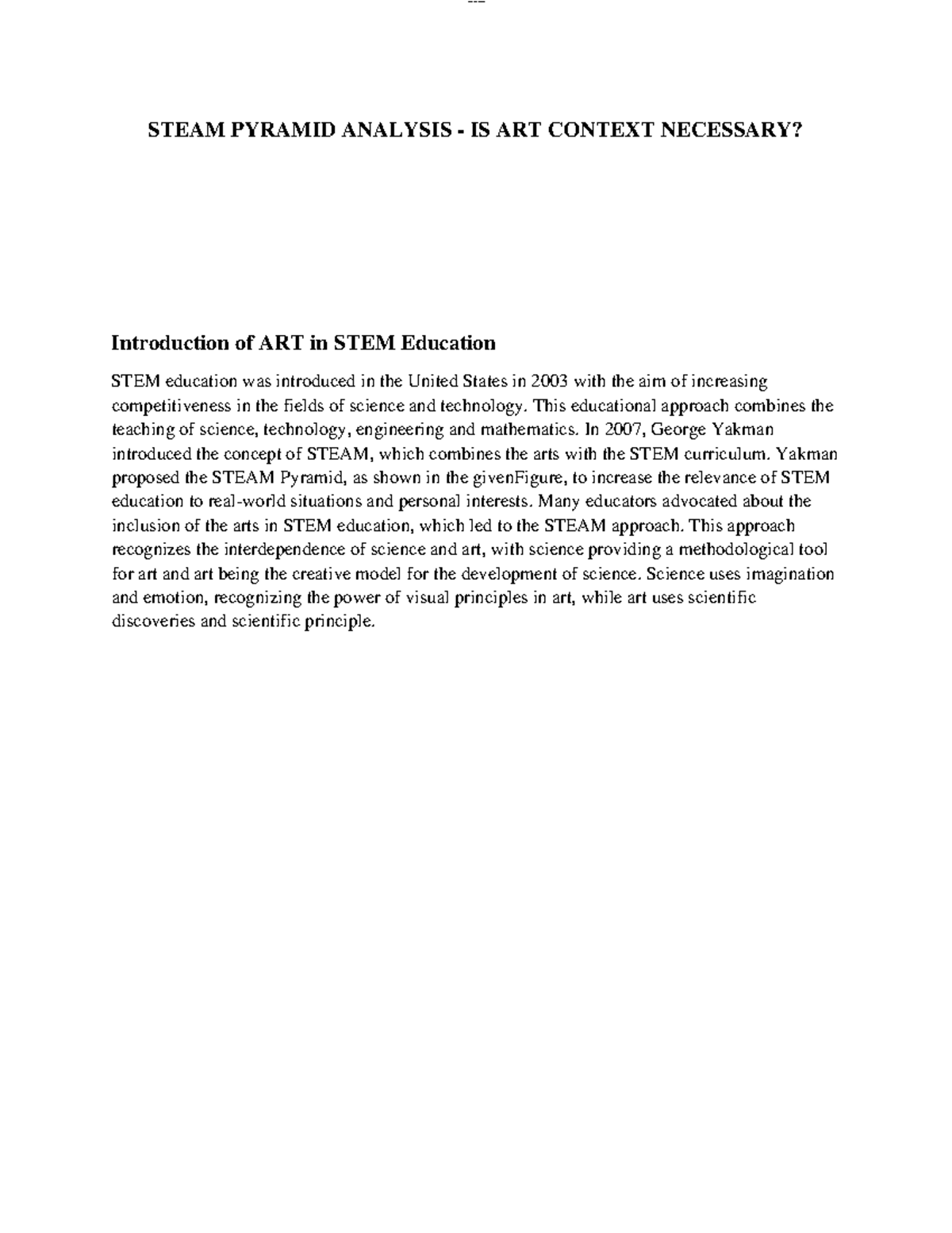 Poe-assignment-2 - poe - lSTEAM PYRAMID ANALYSIS - IS ART CONTEXT ...