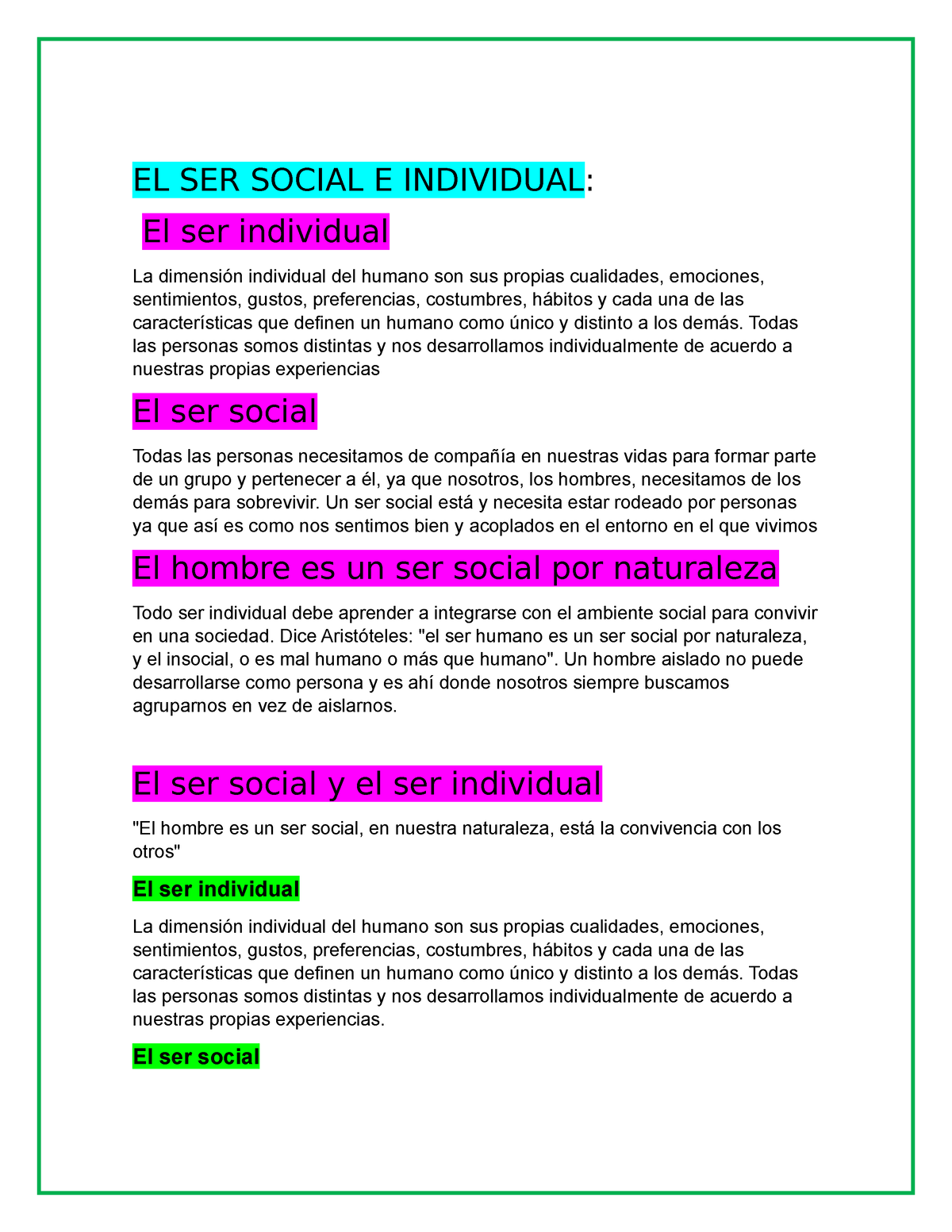 EL SER Social E Individual - EL SER SOCIAL E INDIVIDUAL: El Ser ...