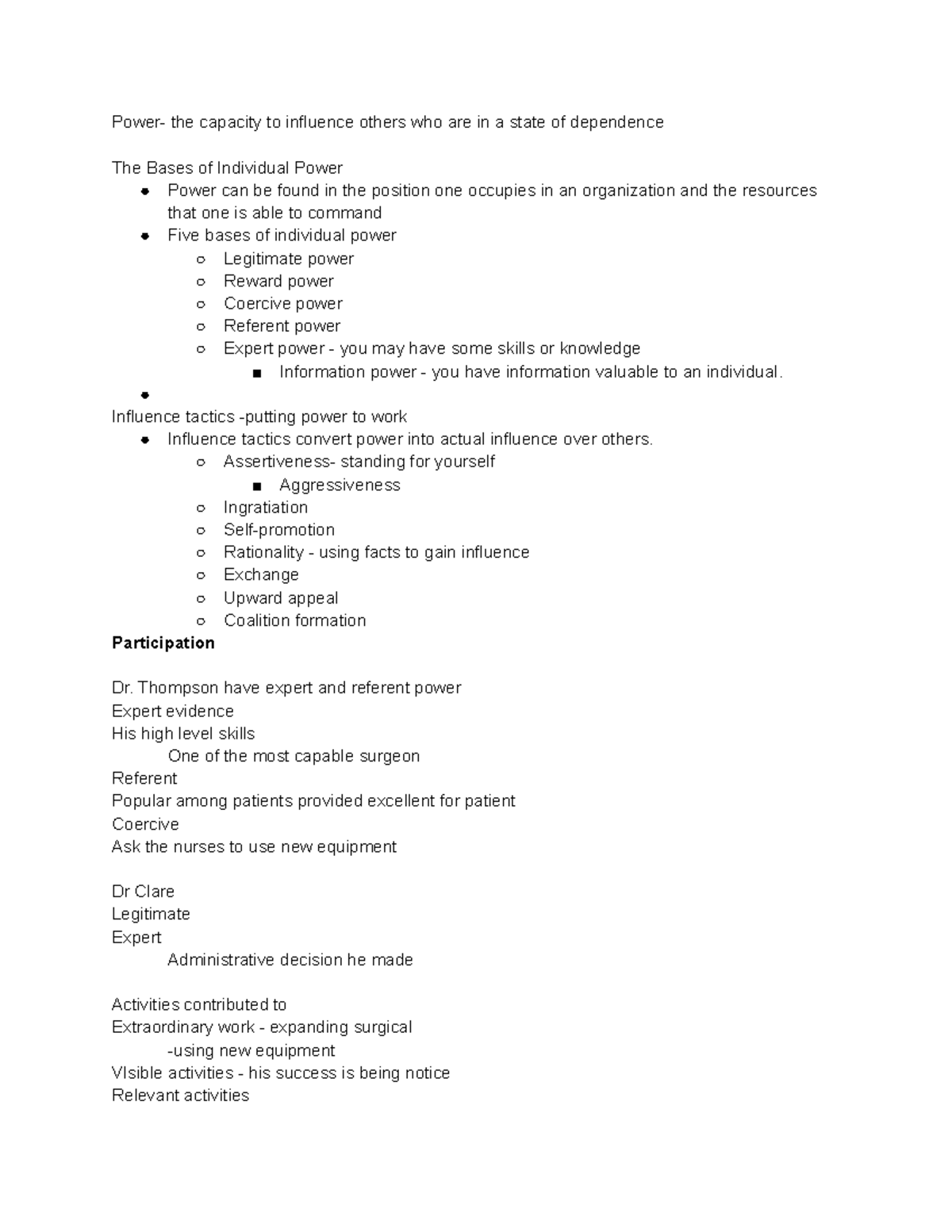 Chapter 12 - Notes in class and definition, participation example are ...