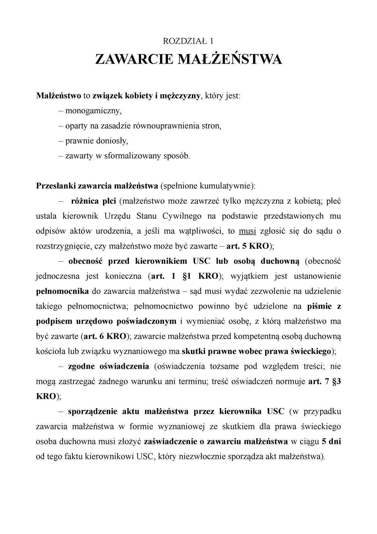 Prawo Rodzinne RozdziaŁ 1 Zawarcie MaŁŻeŃstwa Małżeństwo To Związek Kobiety I Mężczyzny Który 0488