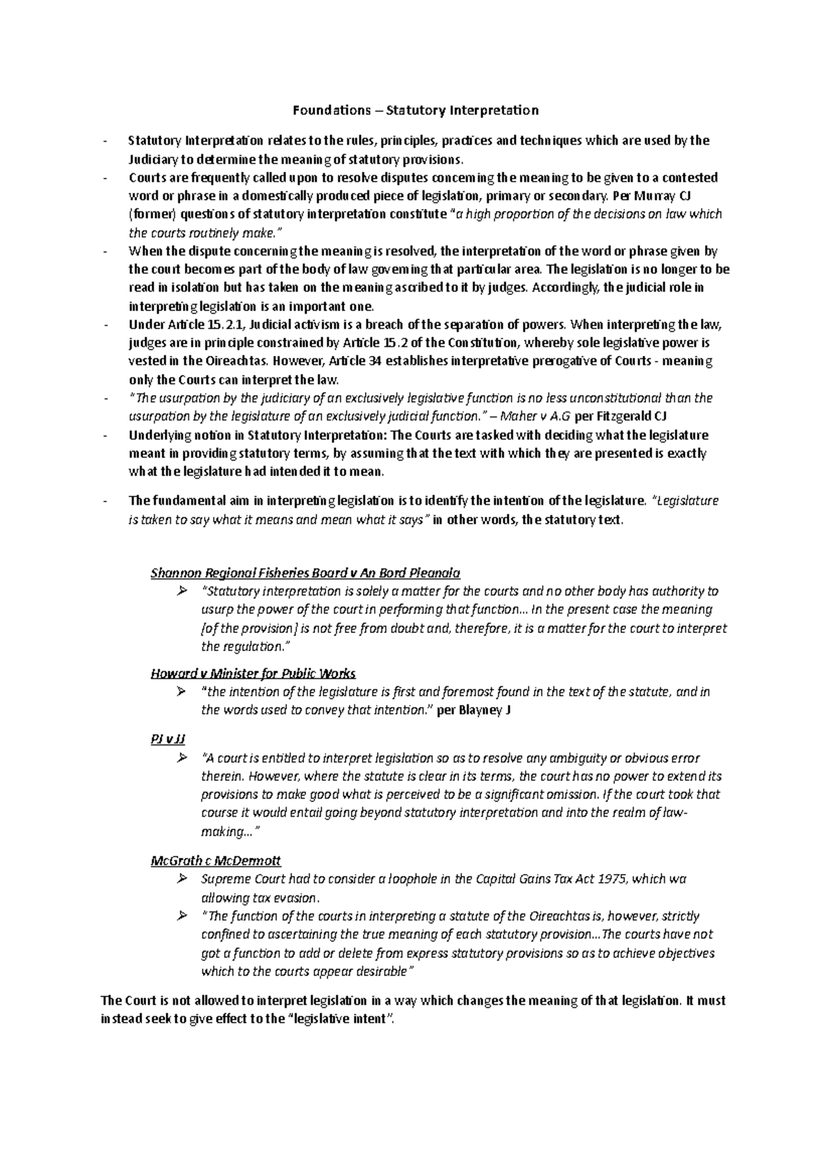 Foundations Notes - Statutory Interpretation - Foundations – Statutory ...