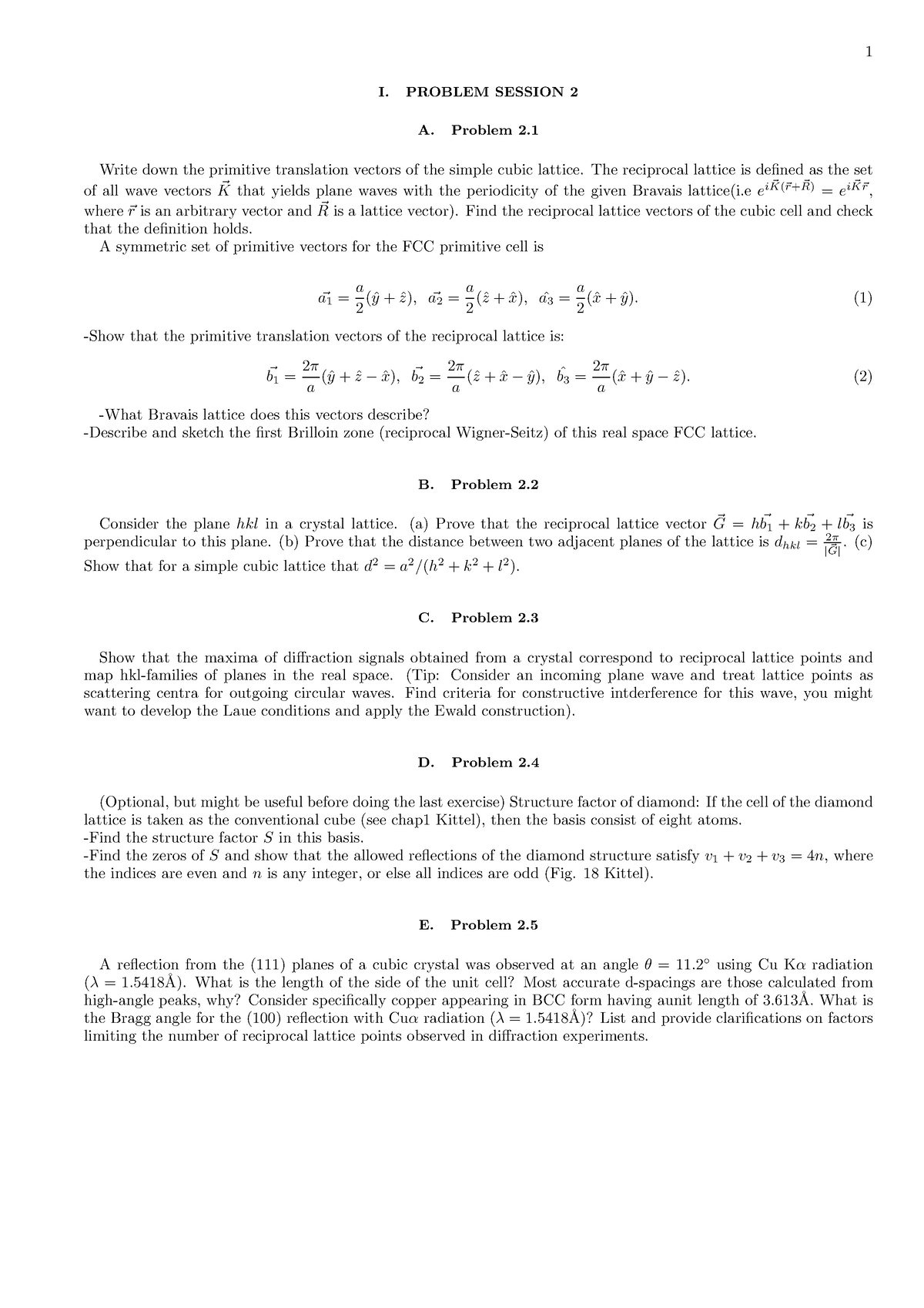 Problemsession 2 practice problem 1 I. PROBLEM SESSION 2 A. Problem