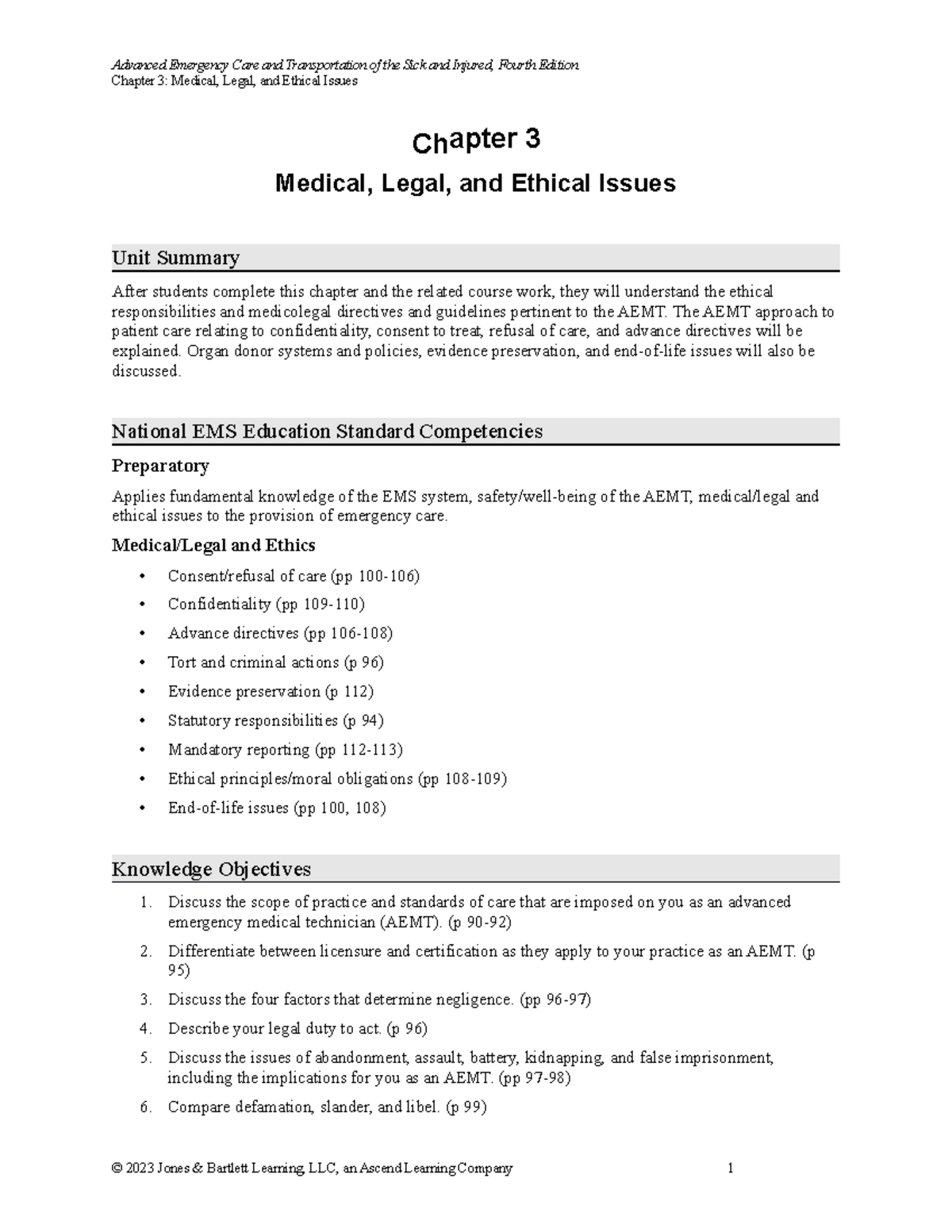 CH3 - Chapter 3 Notes - Chapter 3: Medical, Legal, And Ethical Issues ...