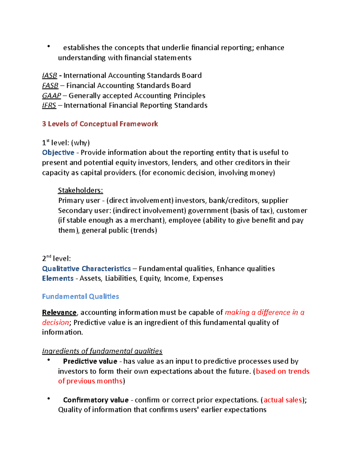 Conceptual Framework - Lecture notes 1 accounting - establishes the ...