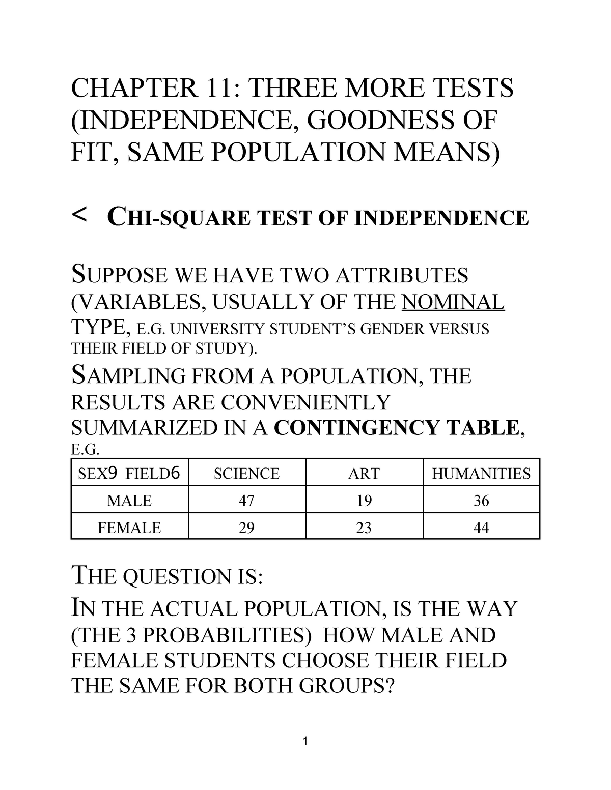 Chapter 11 Three More Tests Independence Goodness Of Fit Same Population Means Studocu