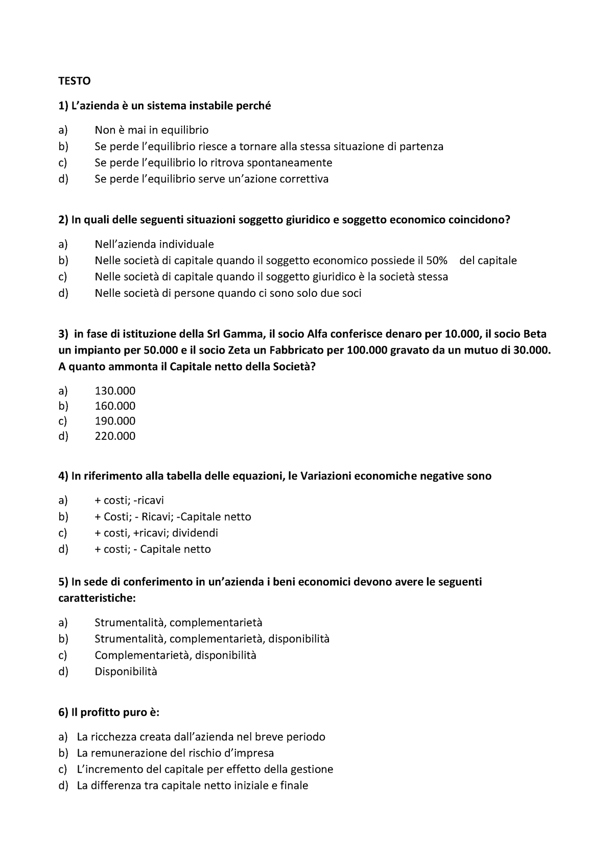 Lezione 22 - Esercizio B - Esame - Testo E Soluzione - TESTO L’azienda ...