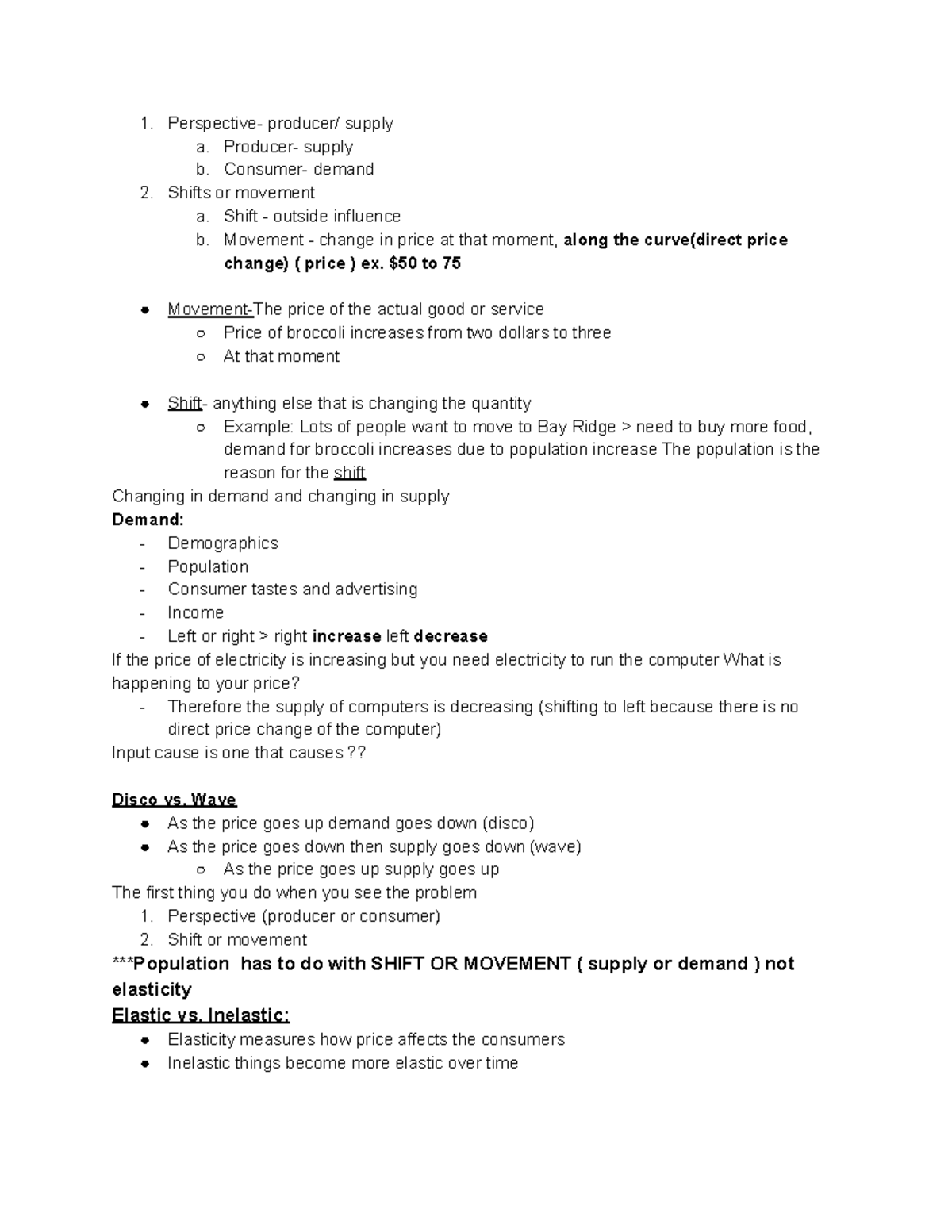 Eco final - Economics notes - Perspective- producer/ supply a. Producer ...