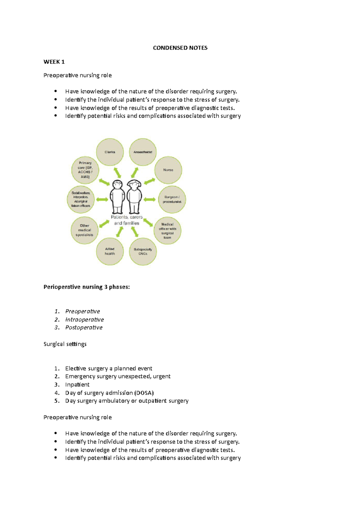 Condensed Notes on Preoperative Nursing Anaesthesia Respiratory ...