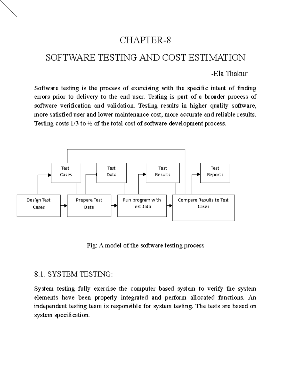 Chapter 8 - CHAPTER- SOFTWARE TESTING AND COST ESTIMATION -Ela Thakur ...