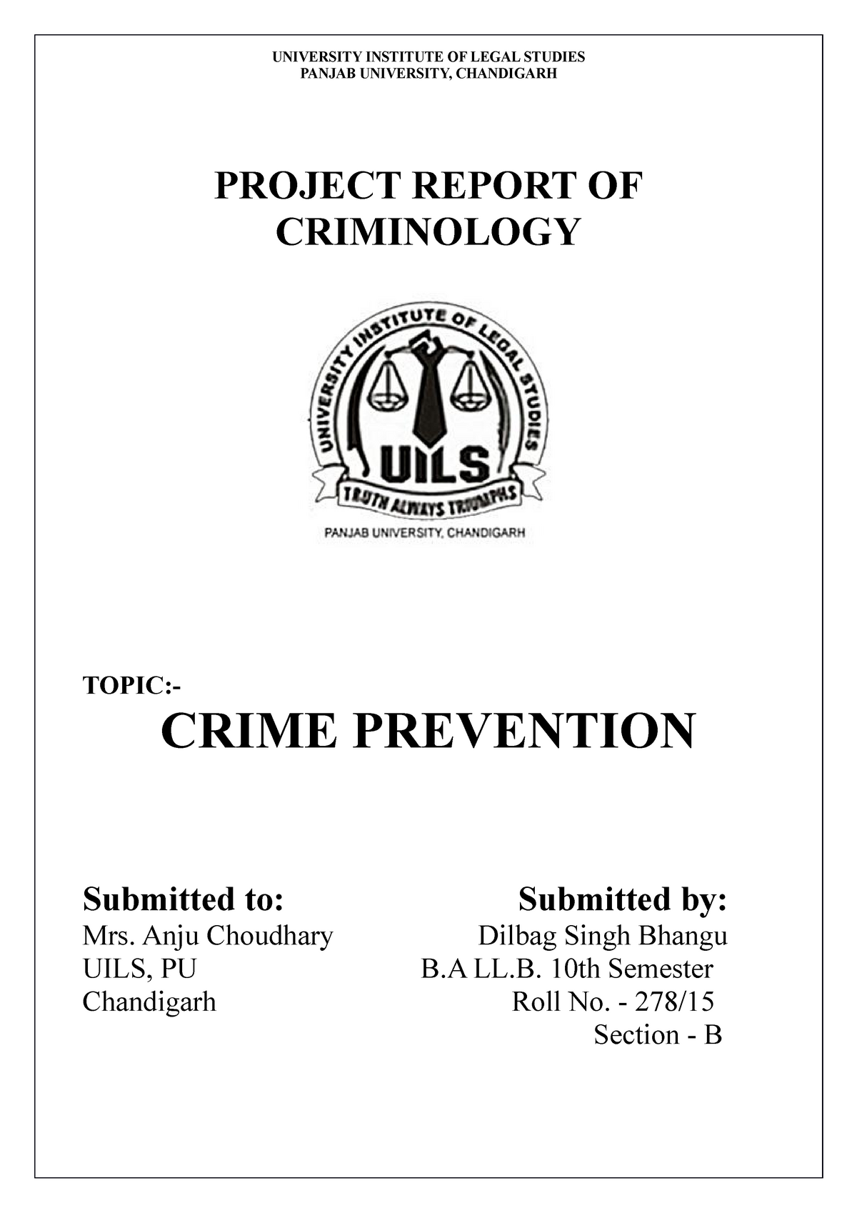 criminology research project example