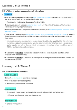 LASU LU1-LU2 Study Notes - Law of Succession – Study Notes: Chapter 1 ...