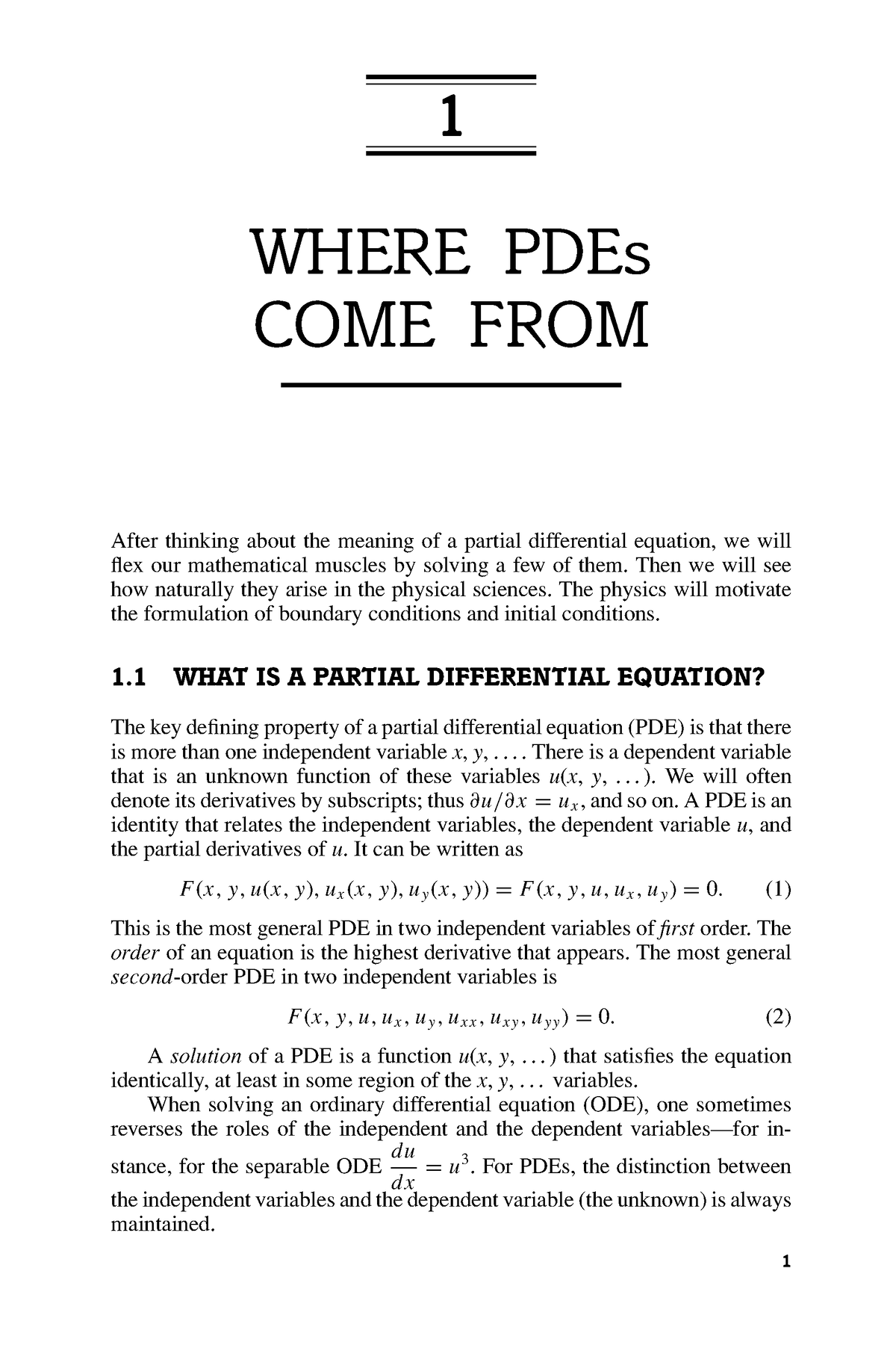 Unidad 1 EDP - 1 WHERE PDEs COME FROM After Thinking About The Meaning ...