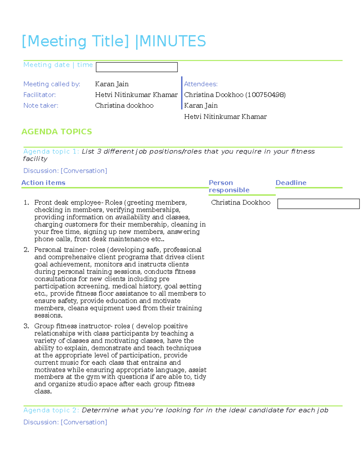 Meeting Minutes Template - [Meeting Title] |MINUTES Meeting date | time ...