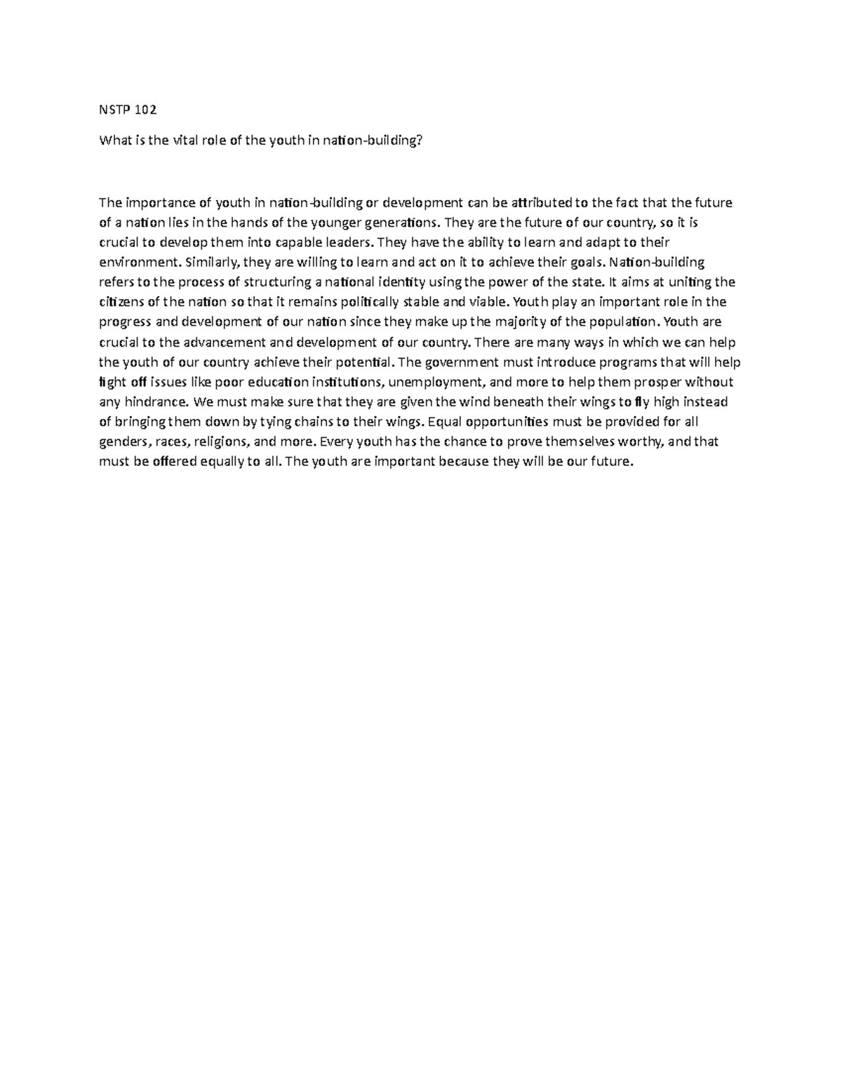 The vital role of the youth in nation-building - They are the future of ...
