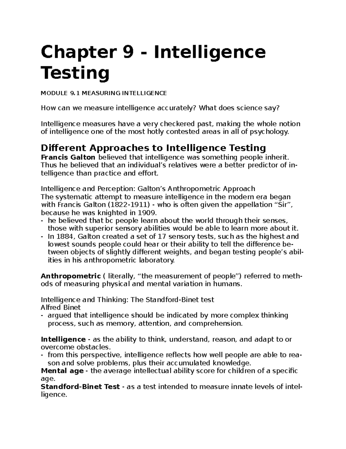 9 April 2018, questions and answers - Chapter 9 - Intelligence Testing ...