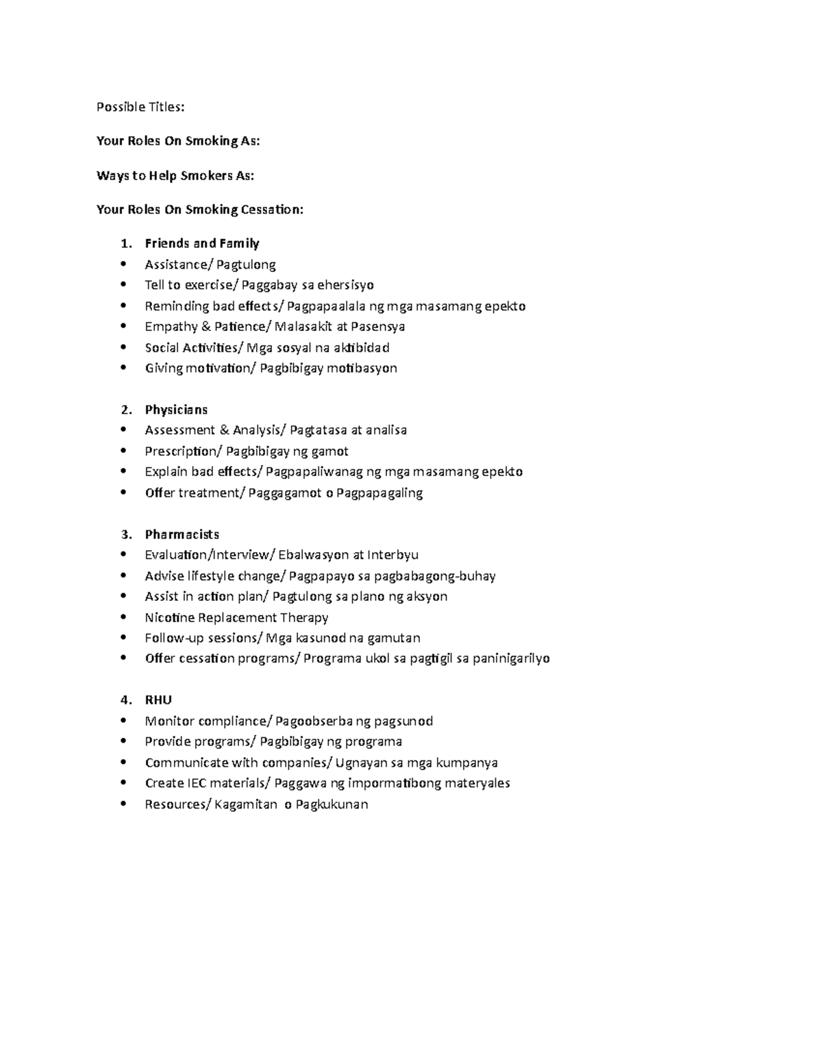 EDIT KY SMOKING CESSATION Possible Titles Your Roles On Smoking As