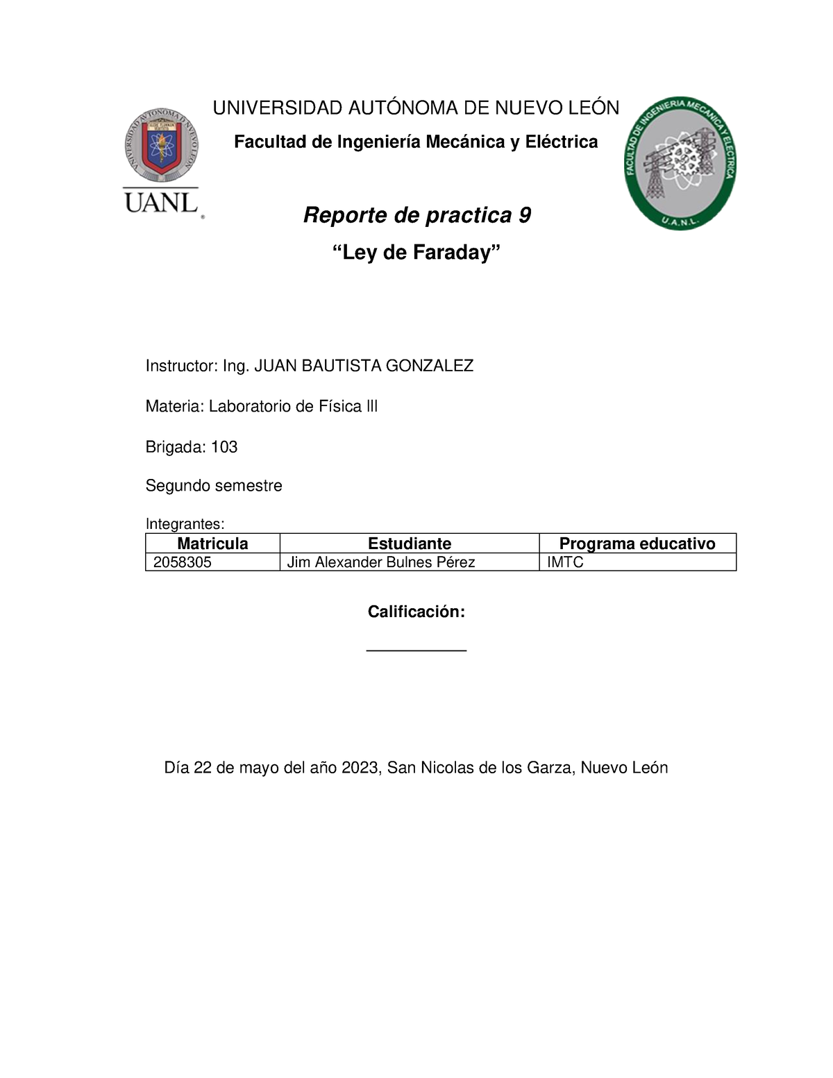 Rep Prac Fis Lll Practica De Ley De Faraday Universidad Aut Noma