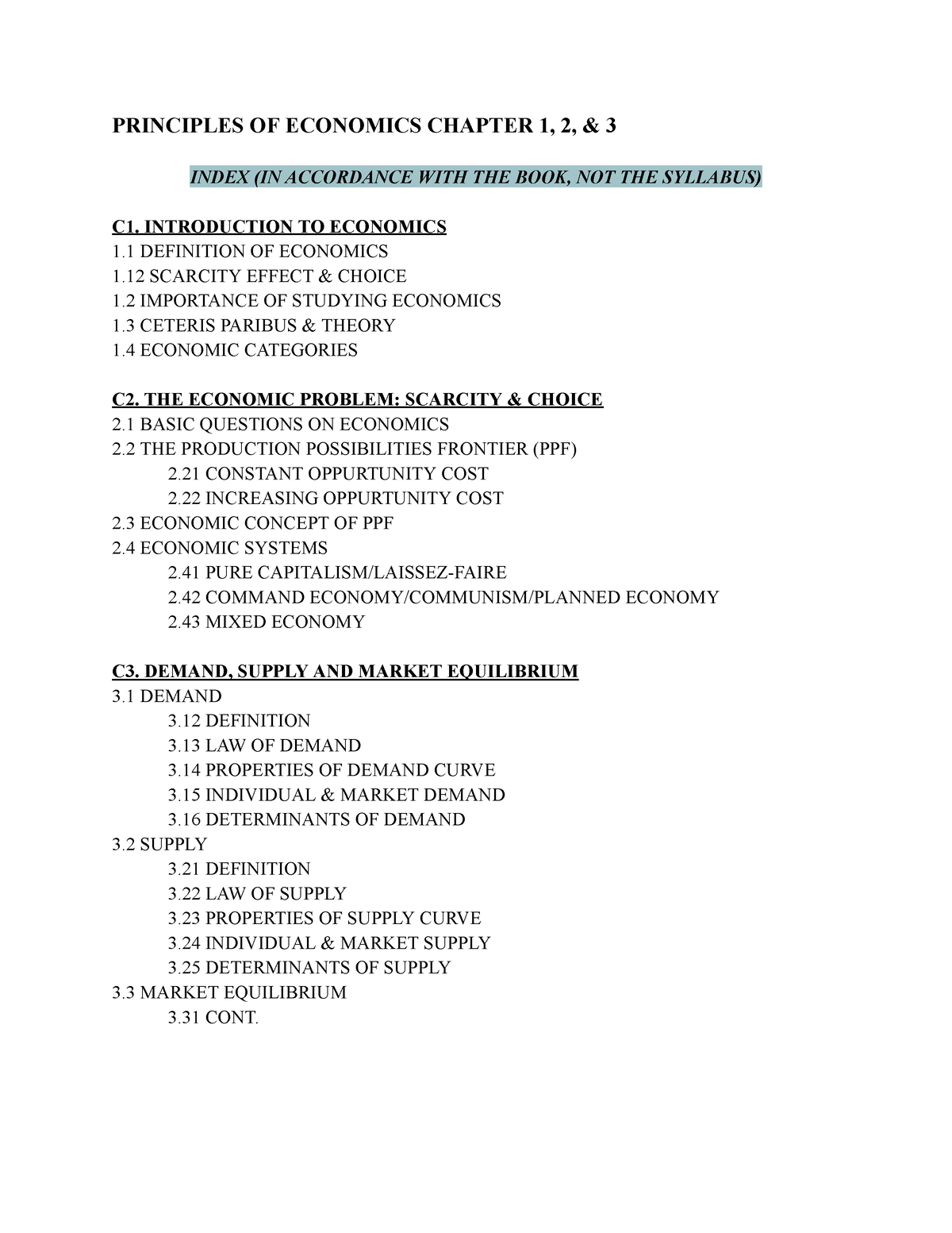 C1,2,3 Principles OF Economics - PRINCIPLES OF ECONOMICS CHAPTER 1, 2 ...