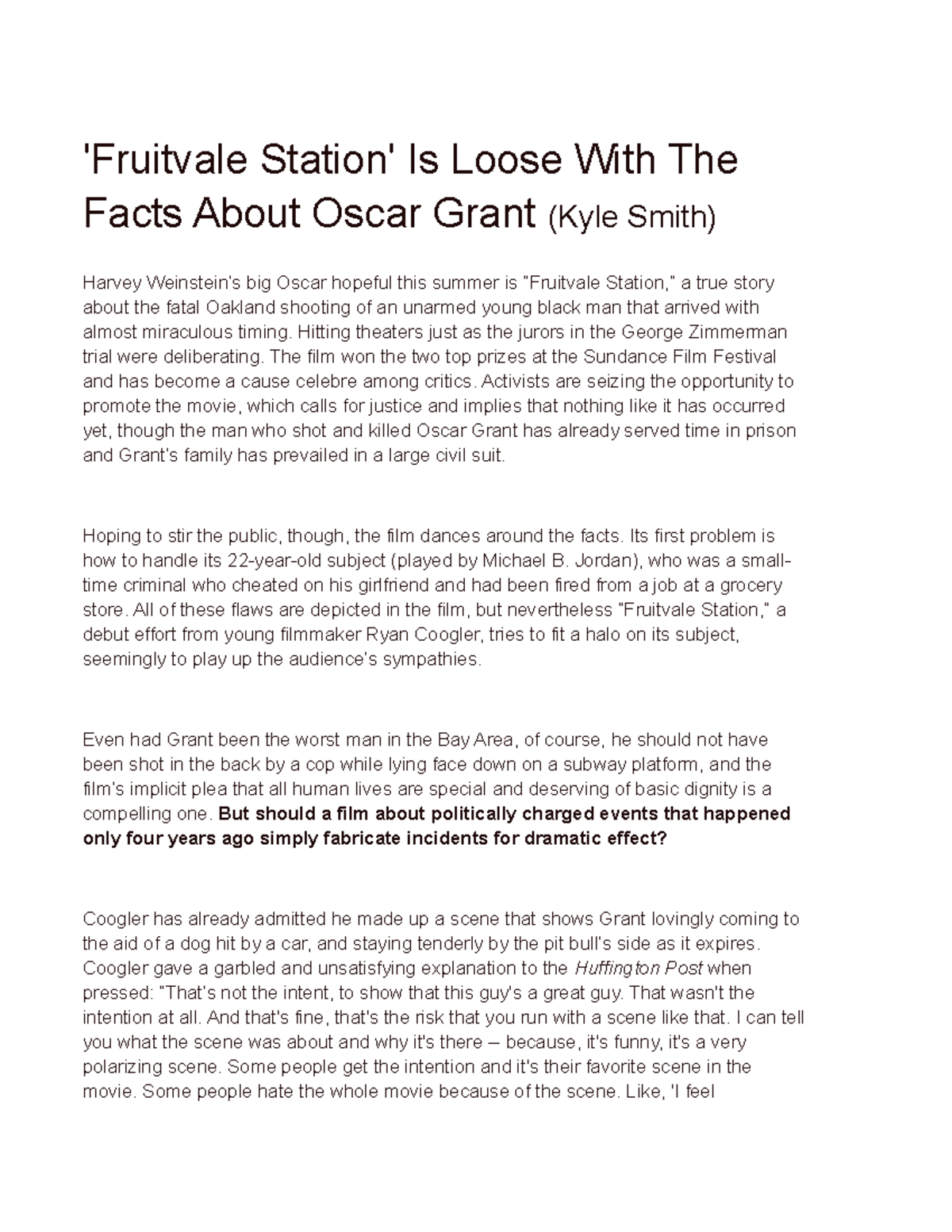 'Fruitvale Station' Is Loose With The Facts About Oscar Grant Hitting
