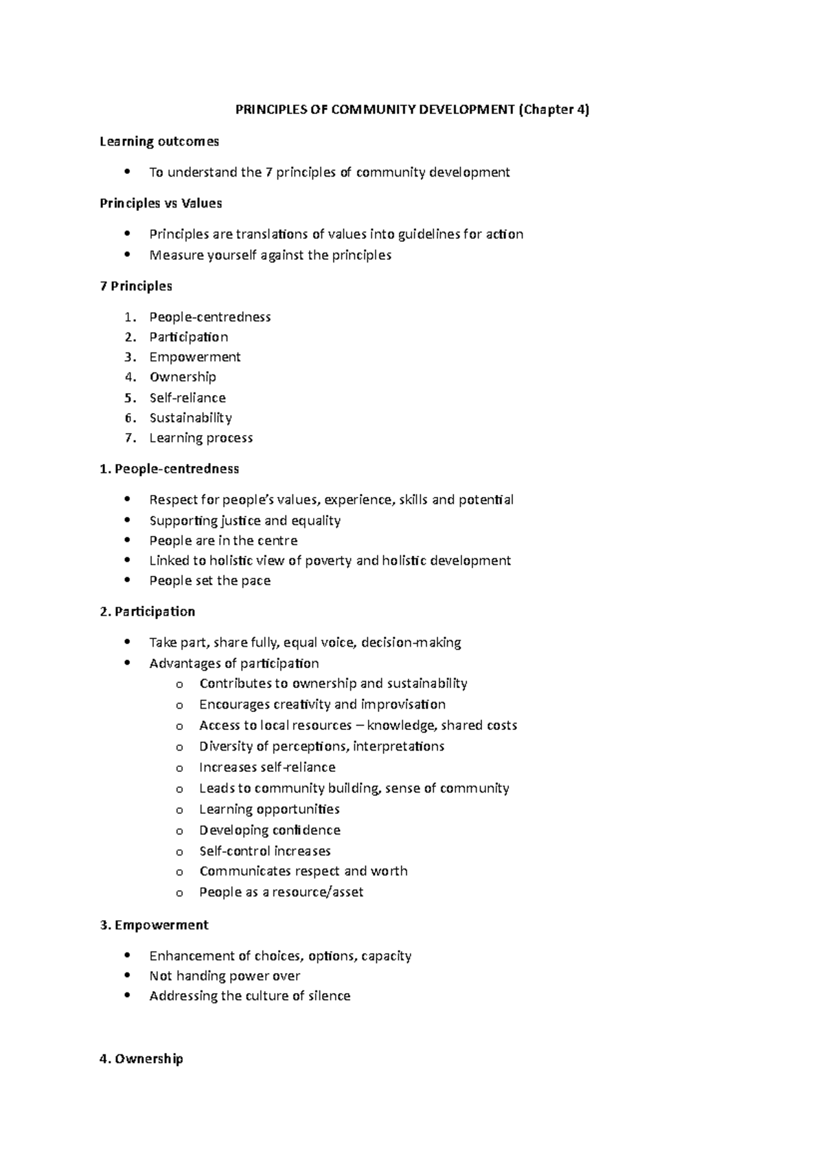 SWDV202 Lecture 4 - PRINCIPLES OF COMMUNITY DEVELOPMENT (Chapter 4 ...