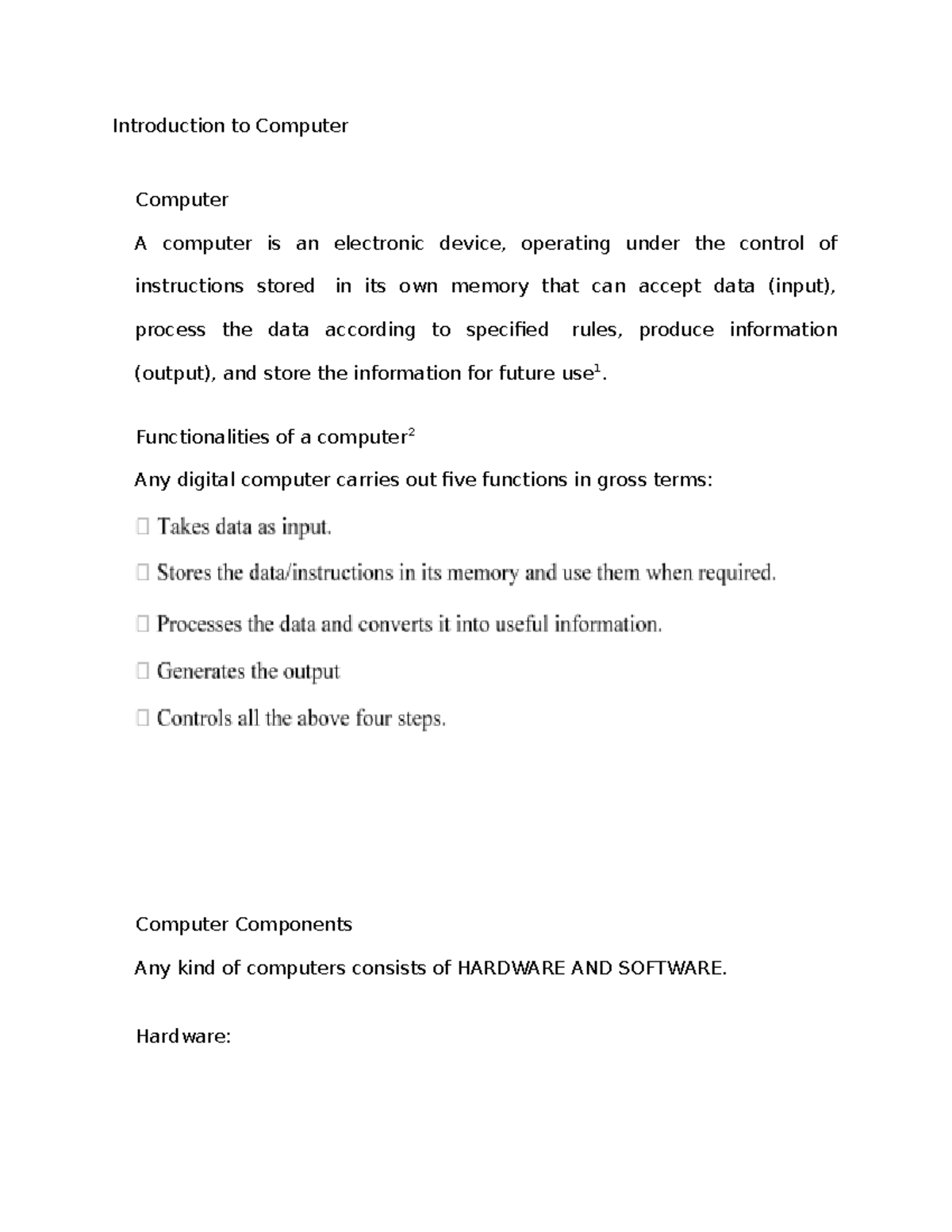 Introduction to Computer - Introduction to Computer Computer A computer ...