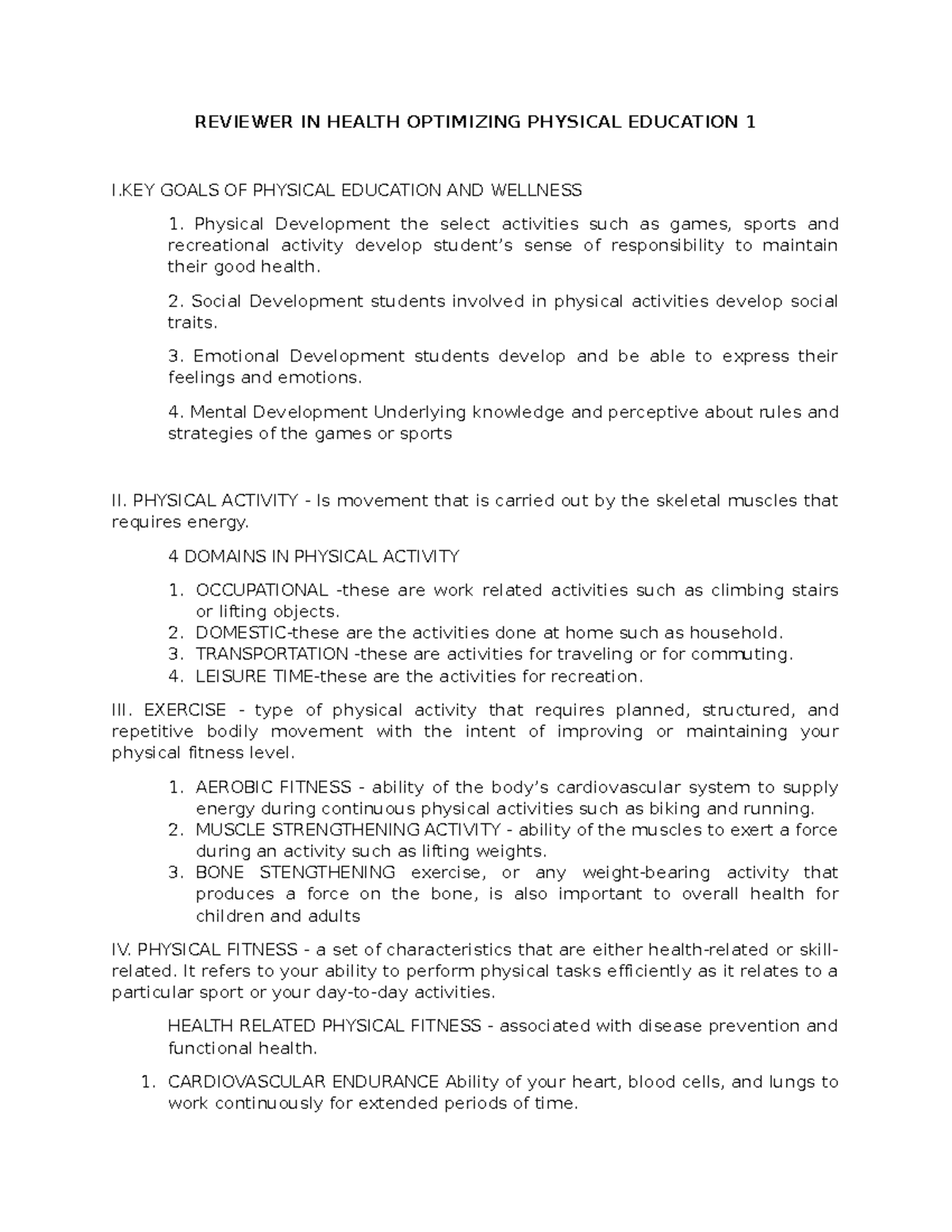 Reviewer IN HOPE 1 - REVIEWER IN HEALTH OPTIMIZING PHYSICAL EDUCATION 1 ...