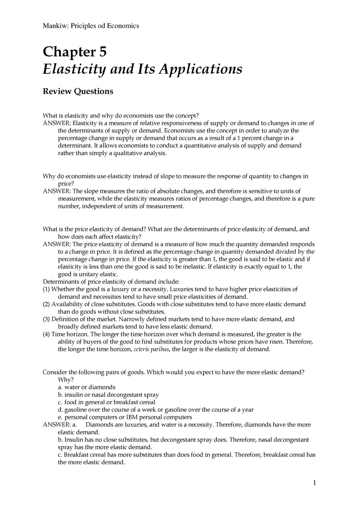 Chap05 Qu - Text - Chapter 5 Elasticity And Its Applications Review ...