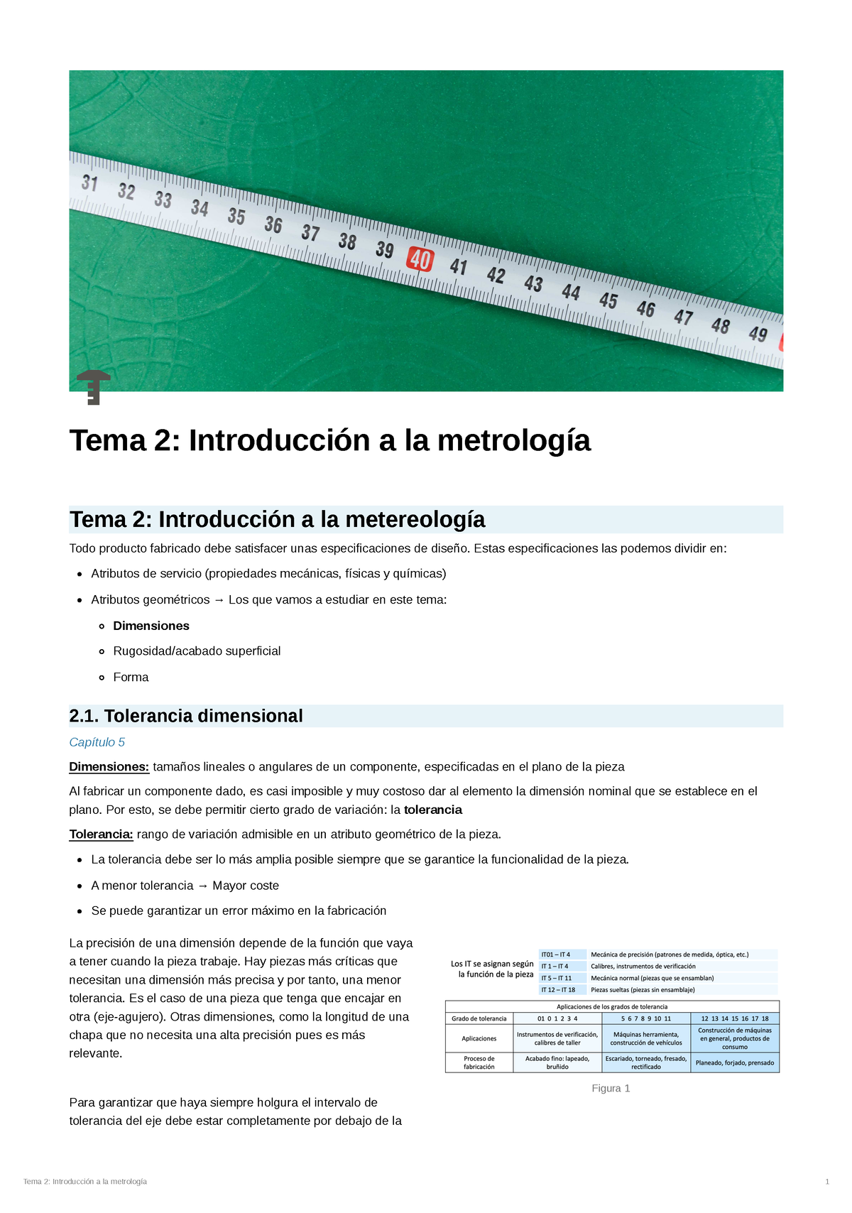 Tema 2 Introduccion A La Metrologia - Tema 2: Introducción A La ...