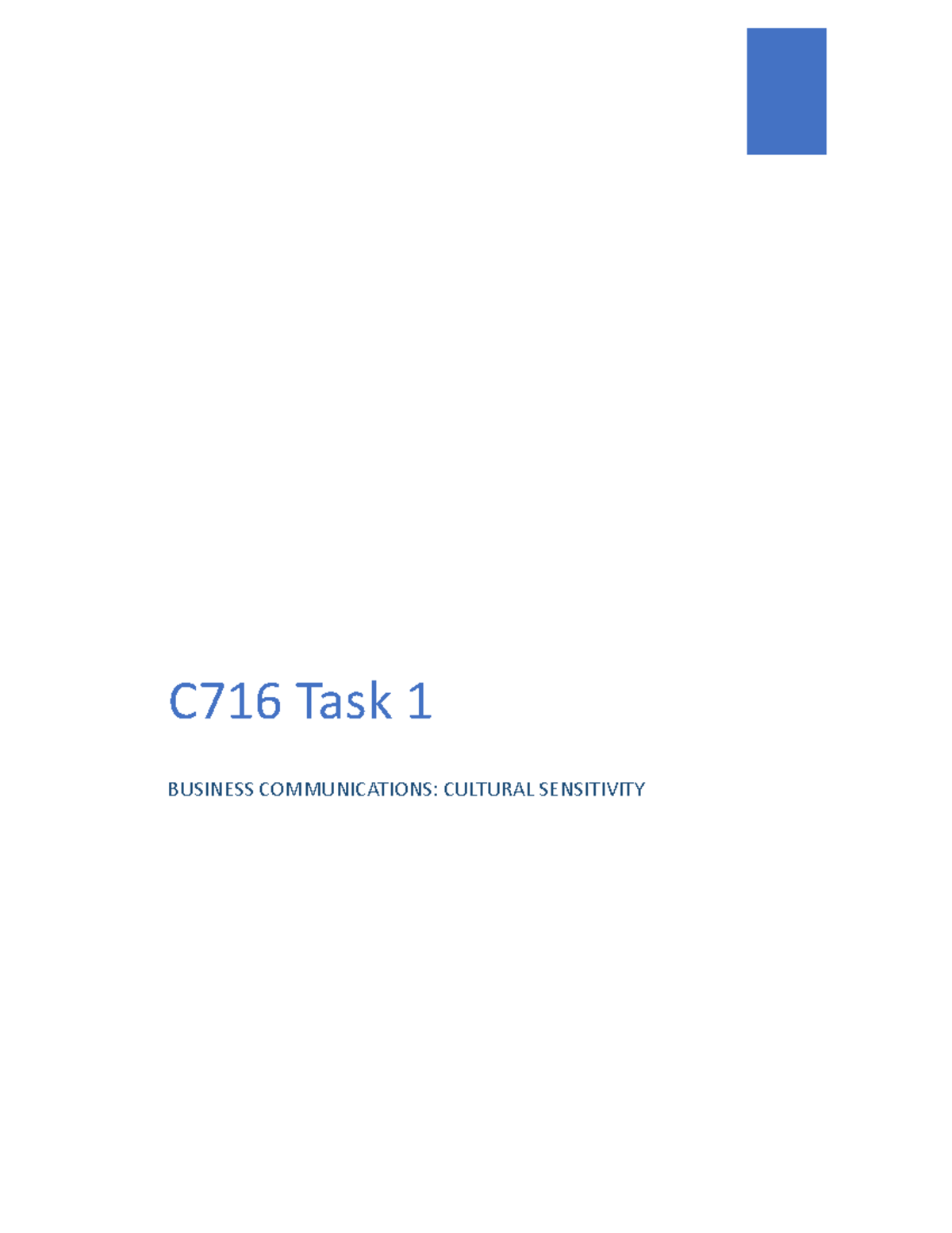 C716 Task 1 Pass - Task 1 - C716 Task 1 BUSINESS COMMUNICATIONS ...