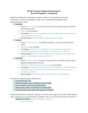 Exercise Testing Exam 2 - HP 420 – Exercise Testing and Prescription I ...