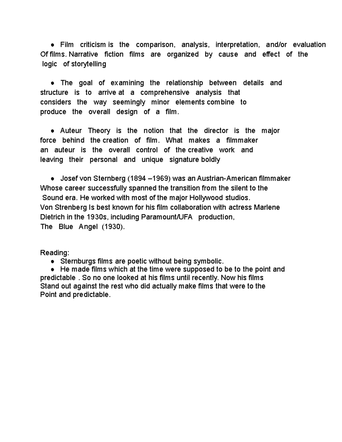 Film Criticism Notes - Film criticism is the comparison, analysis ...