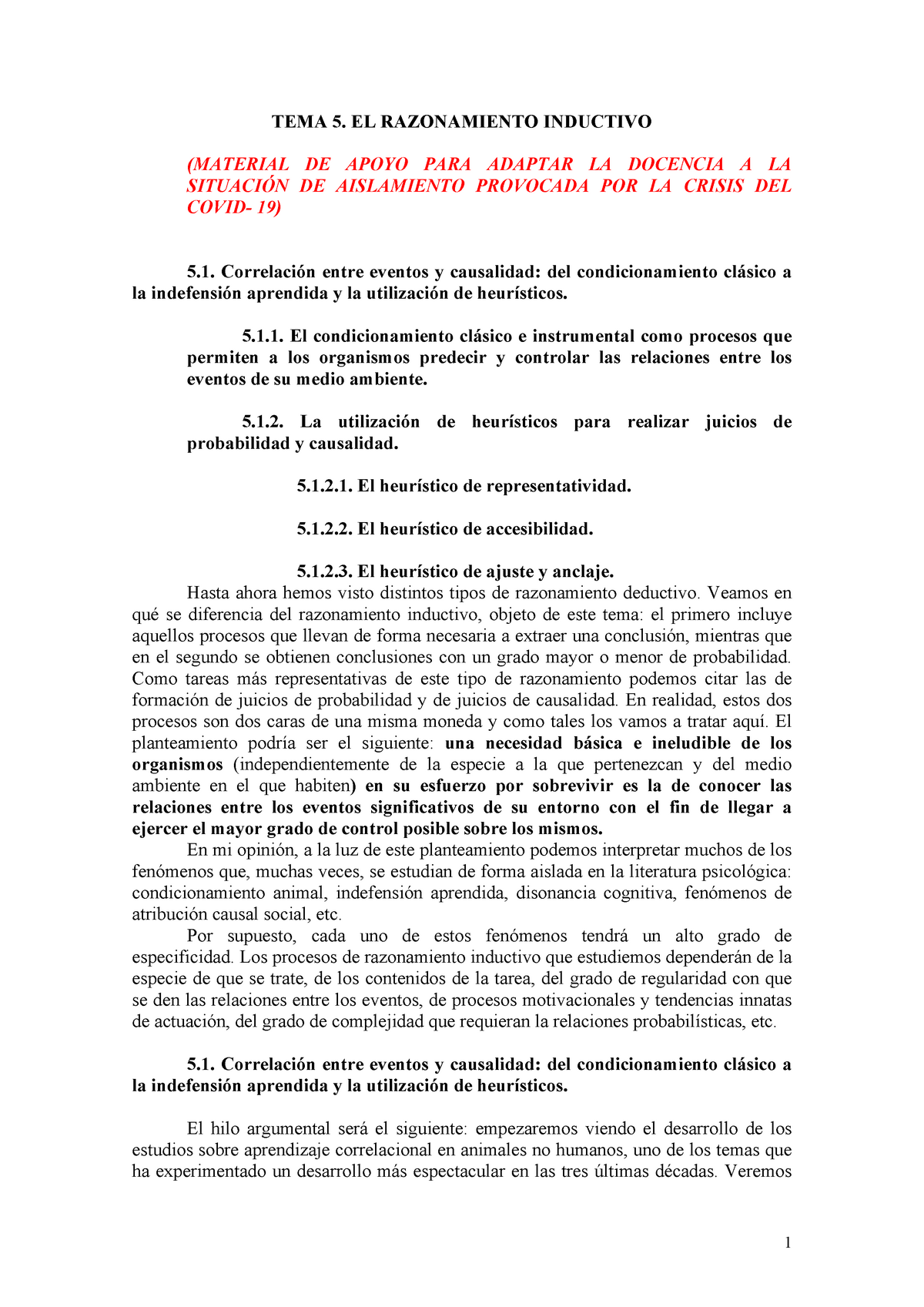 Tema Pensamiento - TEMA 5. EL RAZONAMIENTO INDUCTIVO (MATERIAL DE APOYO ...