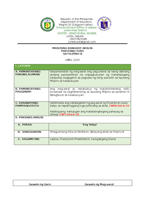 Chapter 1 - Summary BSE Filipino - CHAPTER 1 THE PROBLEM AND ITS ...