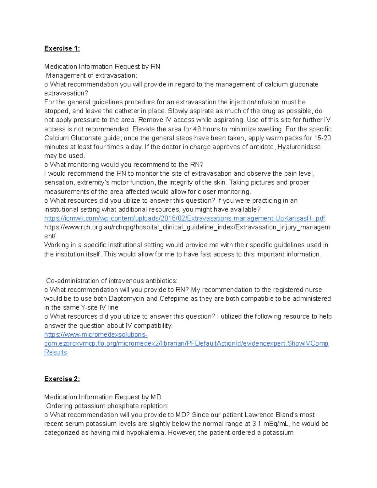 Med information assignment - Exercise 1: Medication Information Request ...
