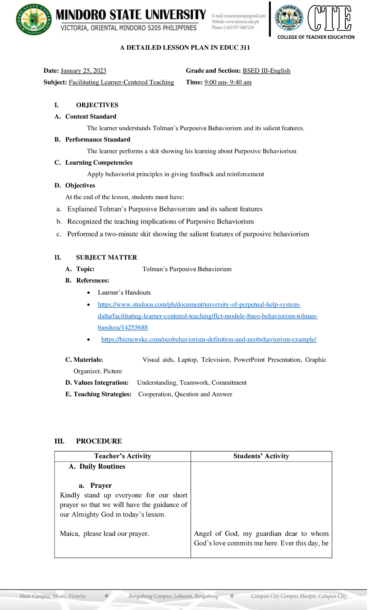 A Detailed Lesson PLAN IN EDUC 311 - for merge - A DETAILED LESSON PLAN ...