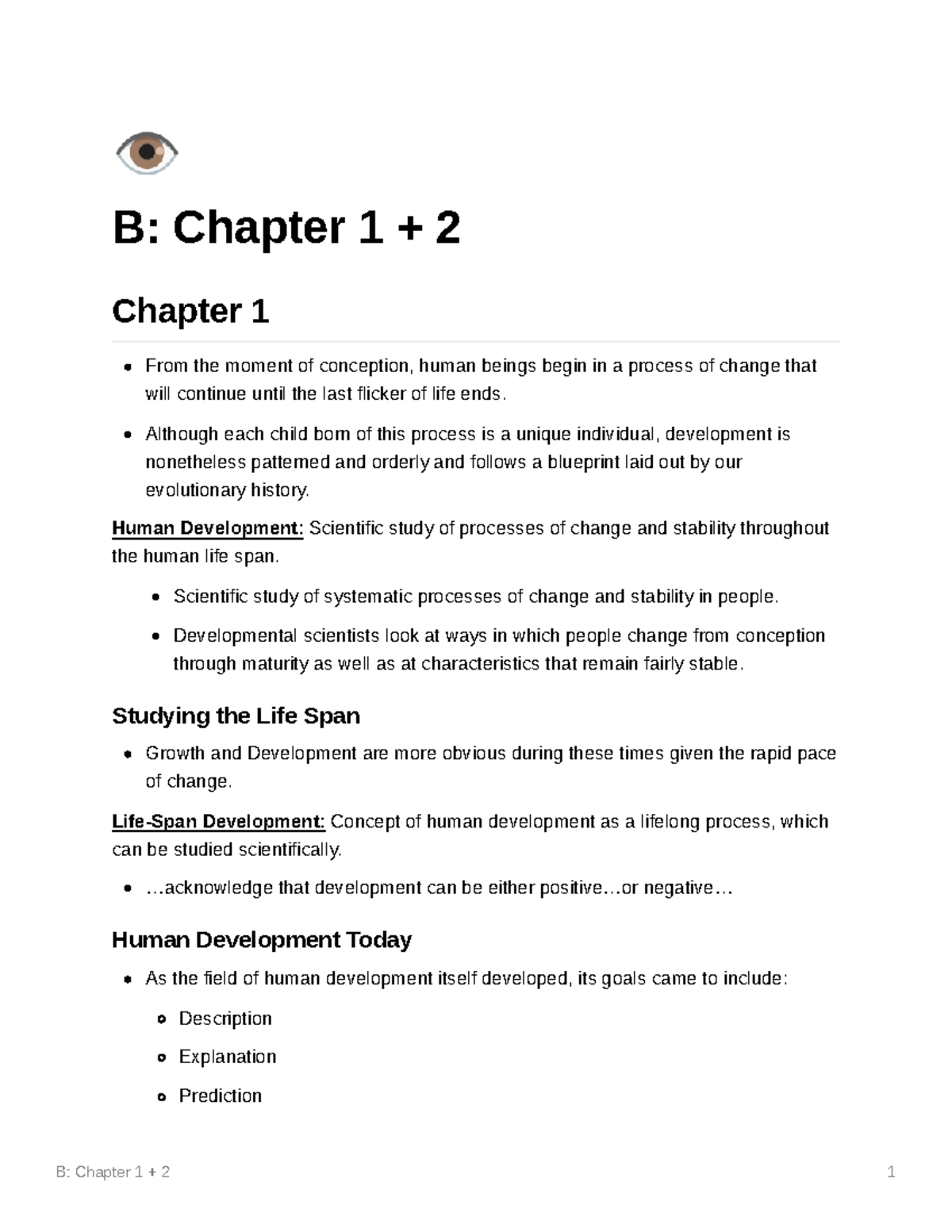 Chapter 1 And 2 Of Developmental Psychology - / B: Chapter 1 + 2 ...