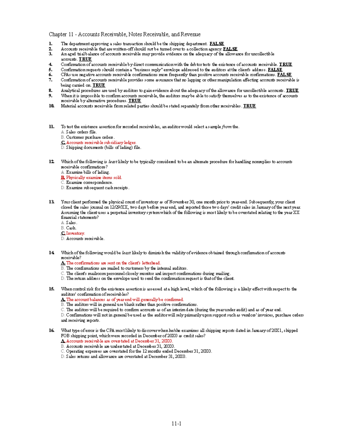 Chapter 11 accounts receivable notes receivable and revenu - 1. The ...