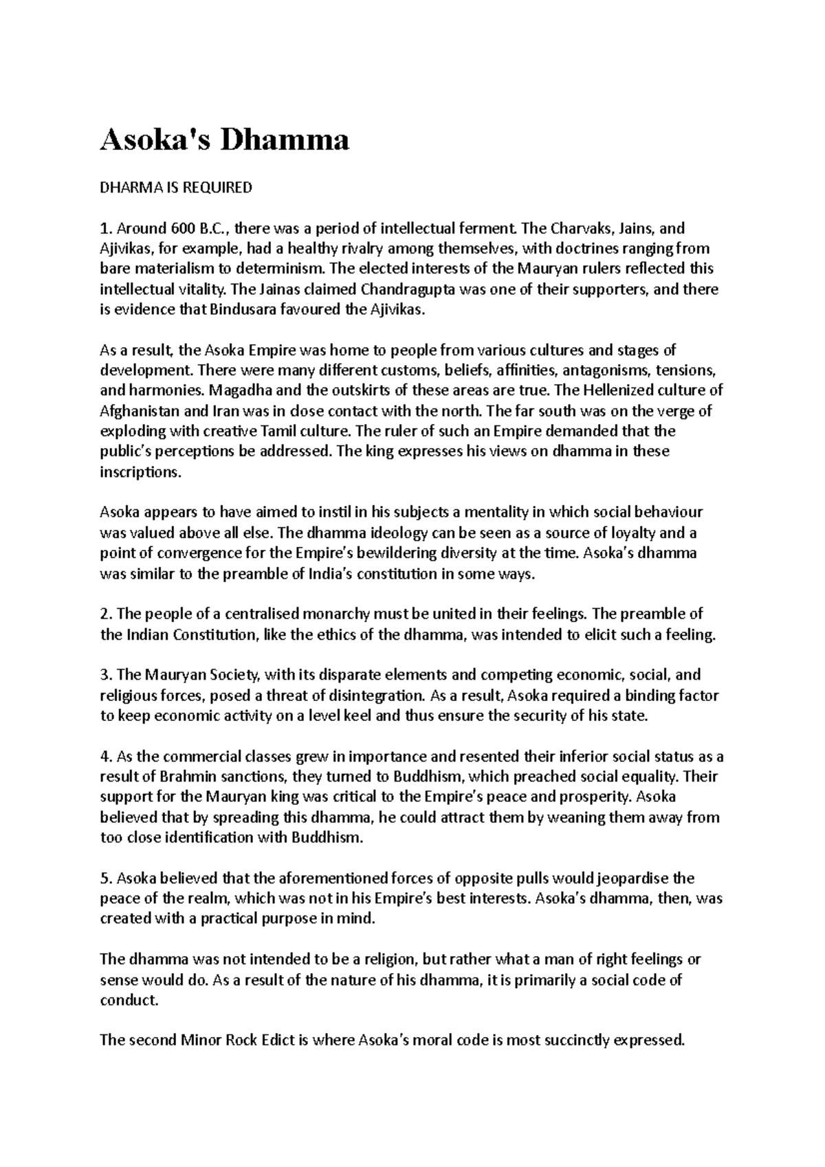 Asoka's Dhamma Lecture notes 3 Ancient India AMU Studocu