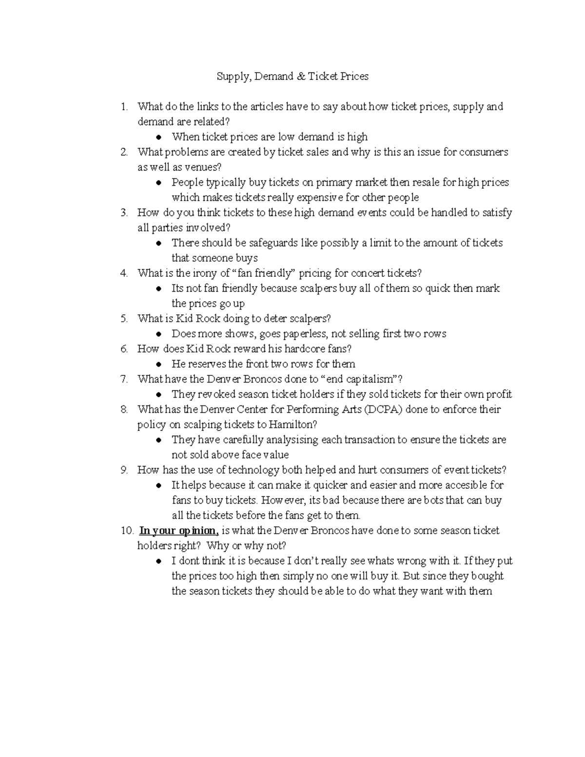 Copy of Supply, Demand & Ticket Prices Supply, Demand & Ticket Prices