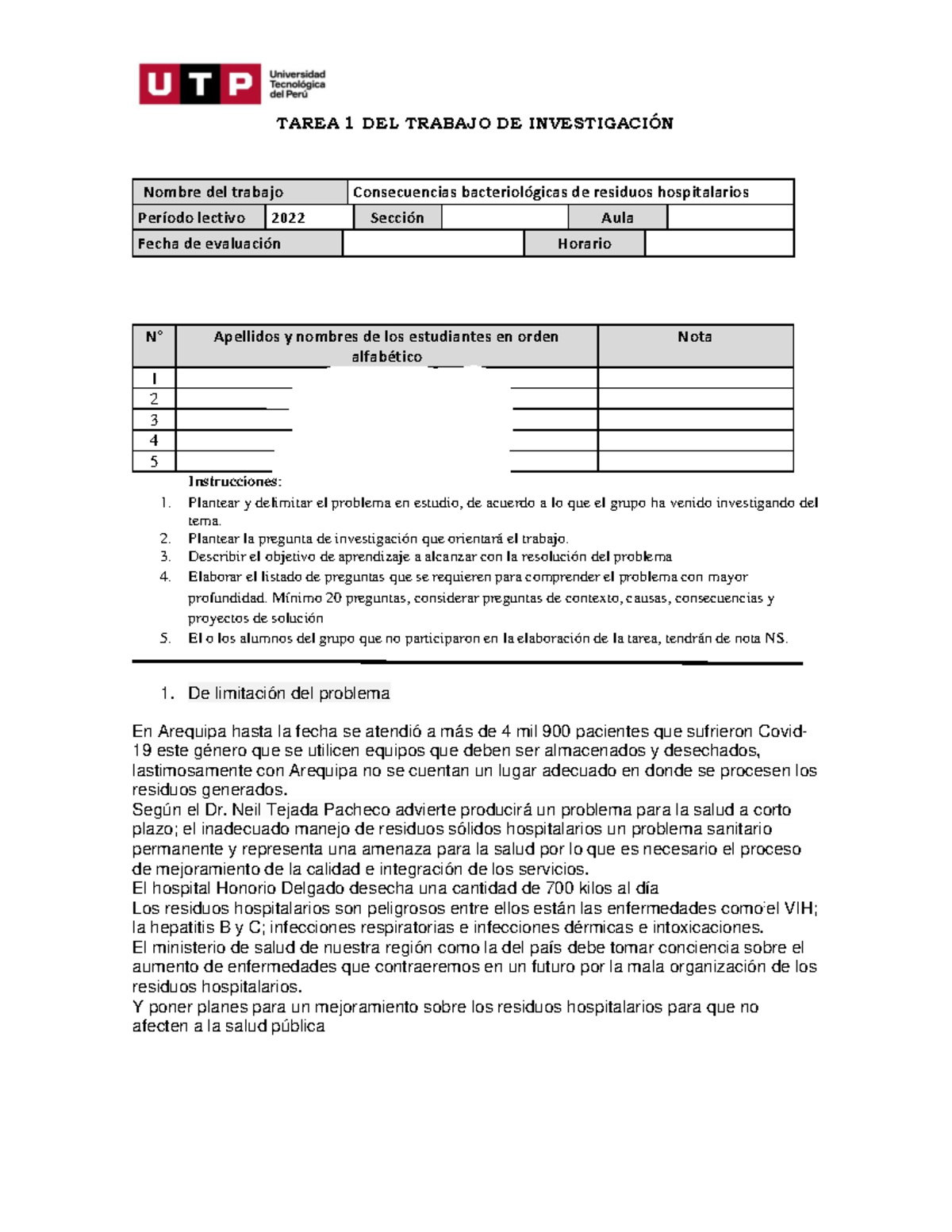 Tarea 1 DEL Trabajo DE Investigación - TAREA 1 DEL TRABAJO DE ...