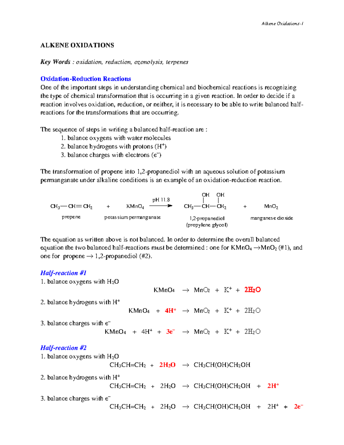 9-Oxidations - Notes - ALKENE OXIDATIONS Key Words : oxidation ...
