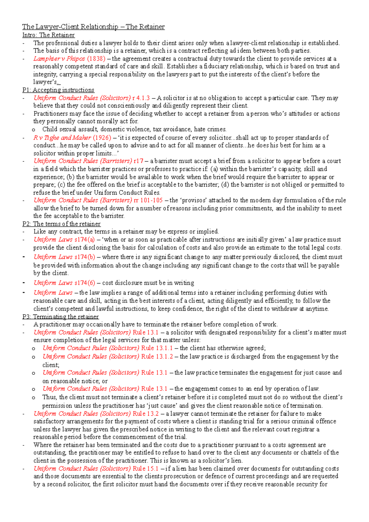 Ethics final The LawyerClient Relationship The Retainer Intro The