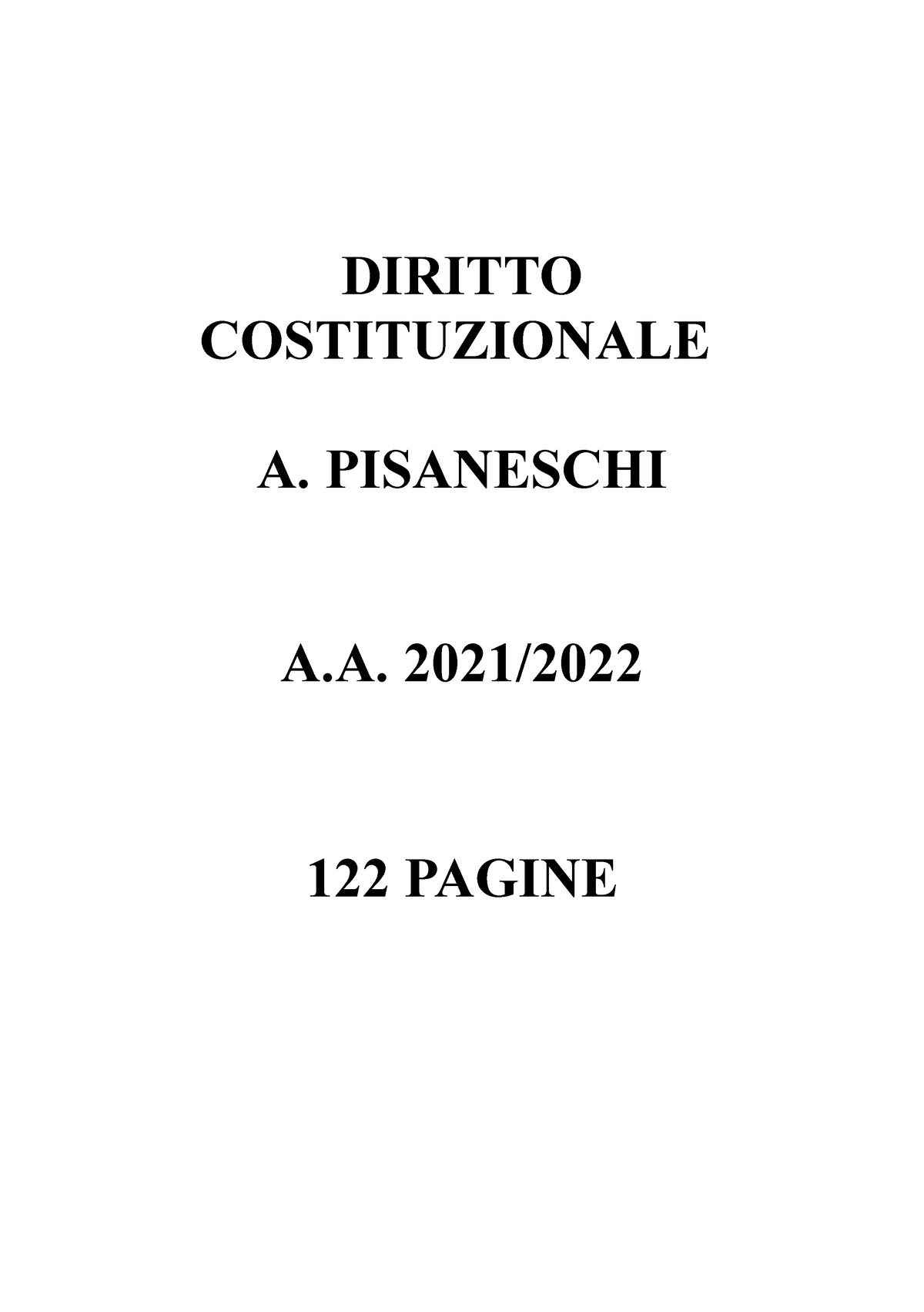 Diritto Costituzionale A. Pisaneschi - UniMi - StuDocu