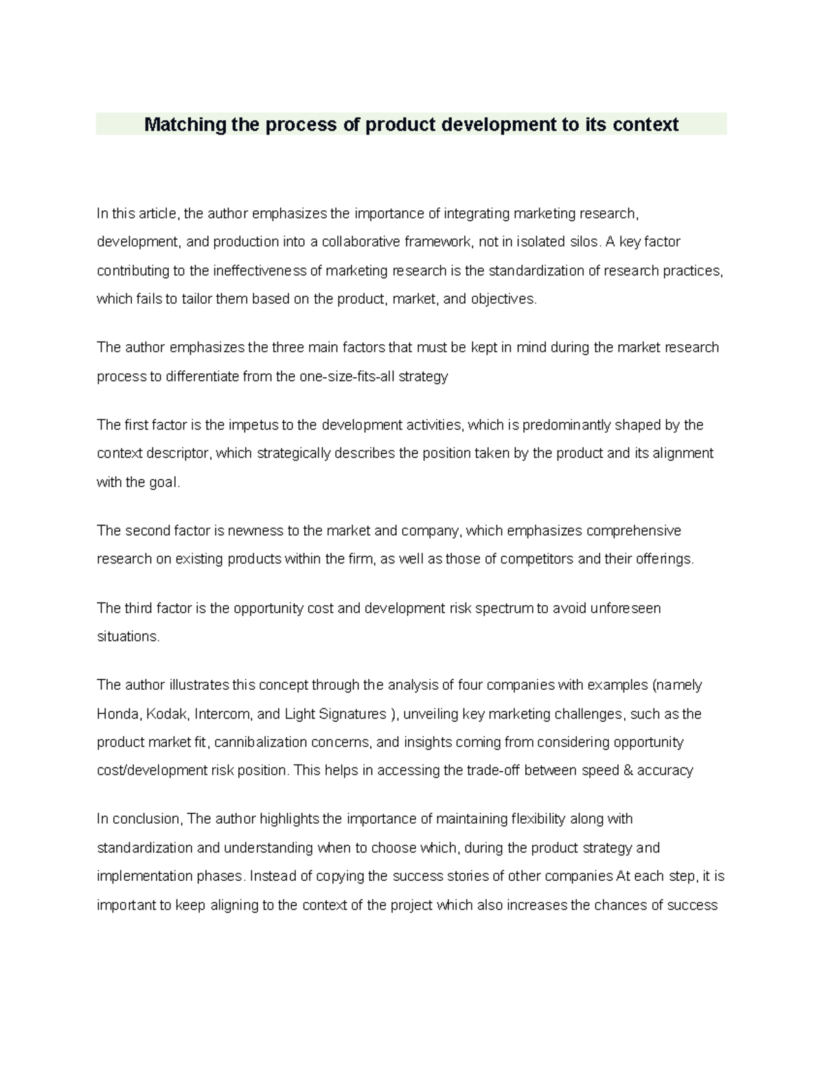 Untitled document - solution on case study - Matching the process of ...
