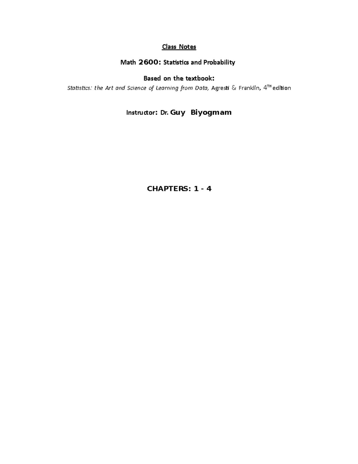 Notes+for+Chapter+4 - notes - Class Notes Math 2600: Statistics and ...