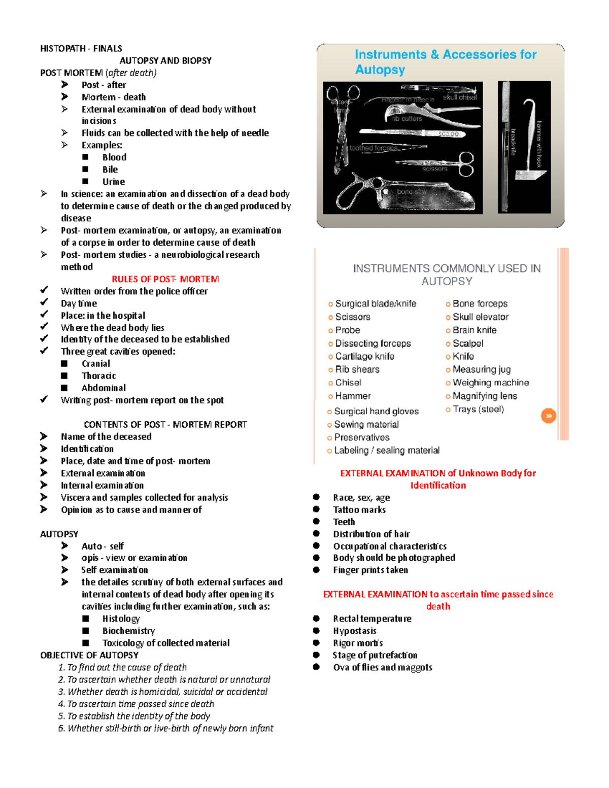 Autopsy And Biopsy - HISTOPATH - FINALS AUTOPSY AND BIOPSY POST MORTEM ...