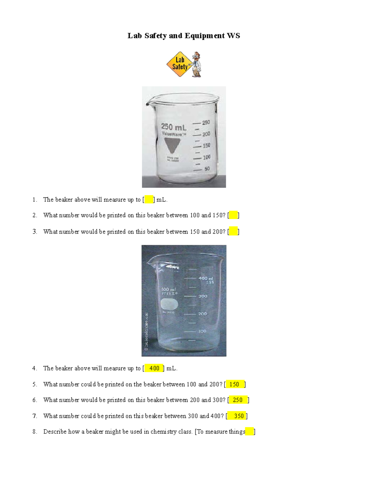 Copy of Lab Safety and Equipment WS Lab Safety and Equipment WS The
