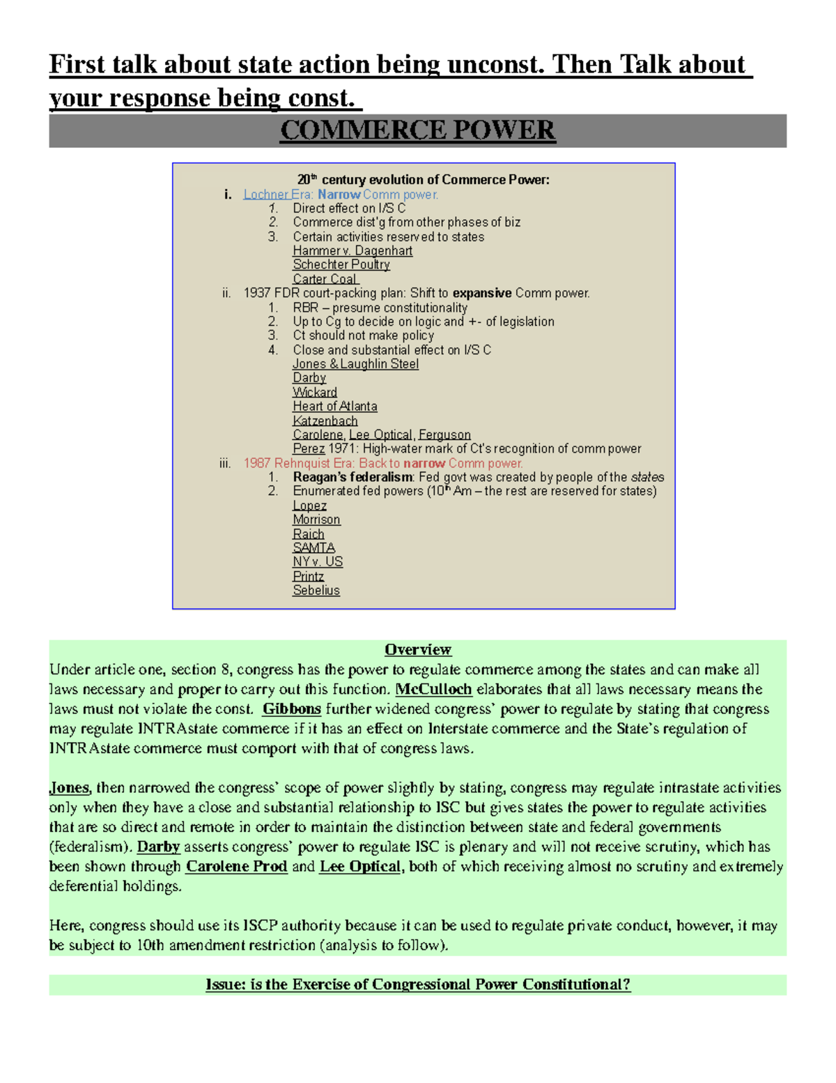 Best Con Law Outline for Exams First talk about state