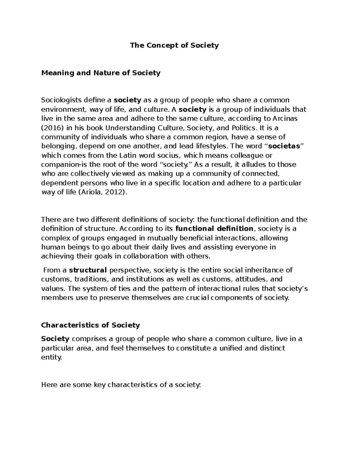 Roxanne Reviewer The Concept of Society Meaning and Nature of