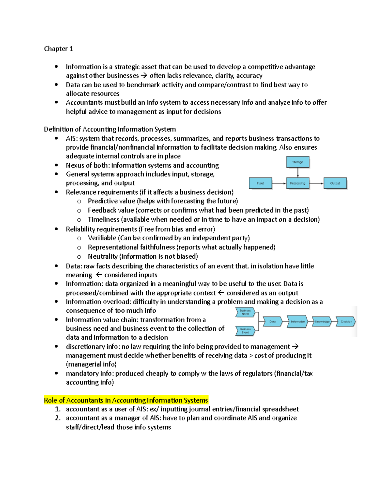 341 Chapter 1-4 Notes - Chapter 1 Information is a strategic asset that ...